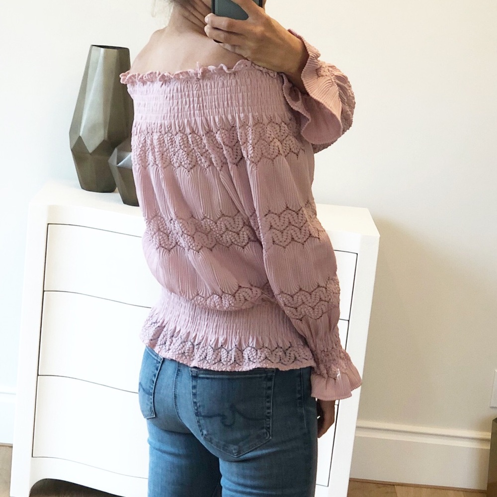 NEW ORLEANS Pink Off Shoulder Ruffle Top - Picture 6 of 8